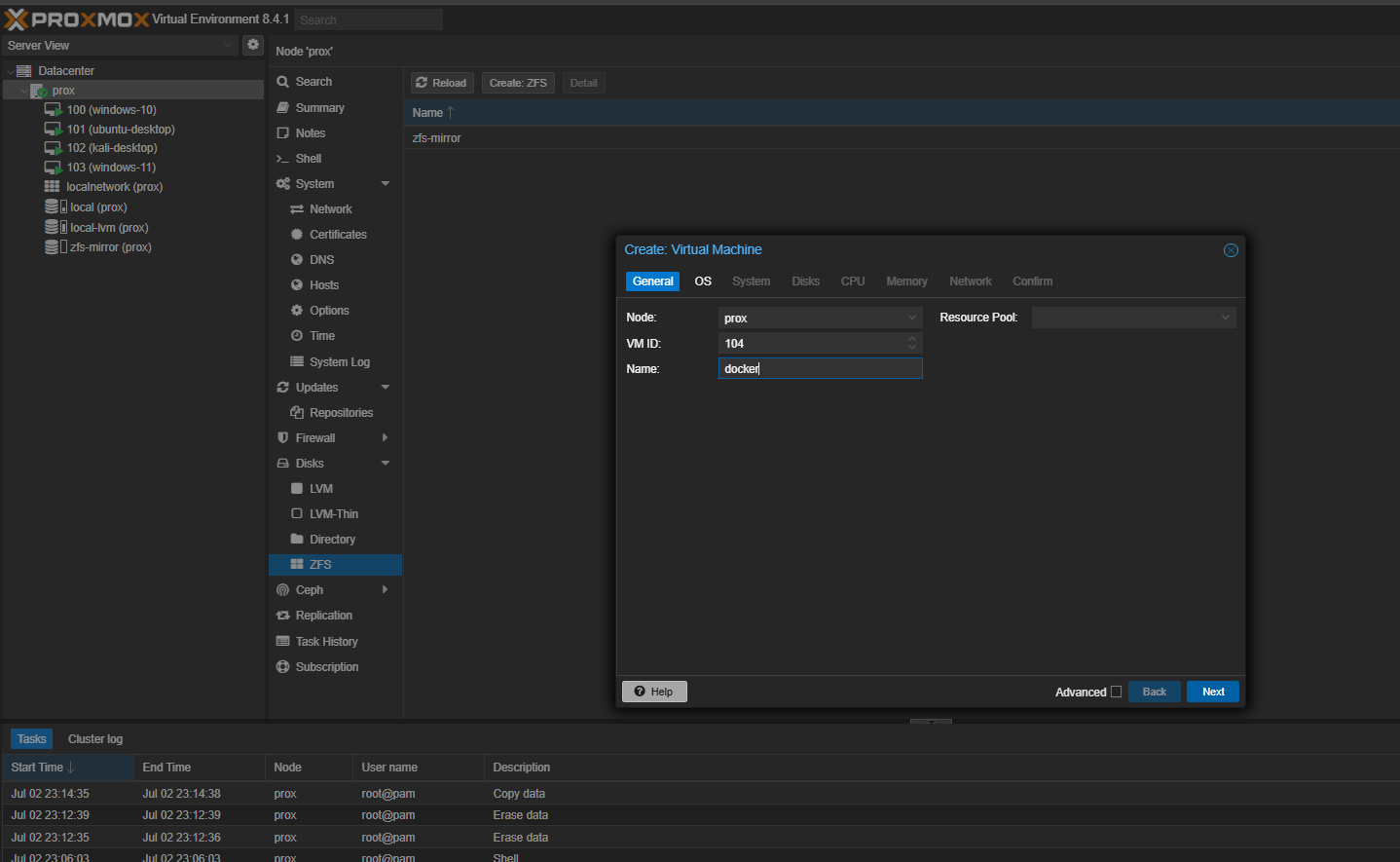 Installing ubuntu server to create docker
